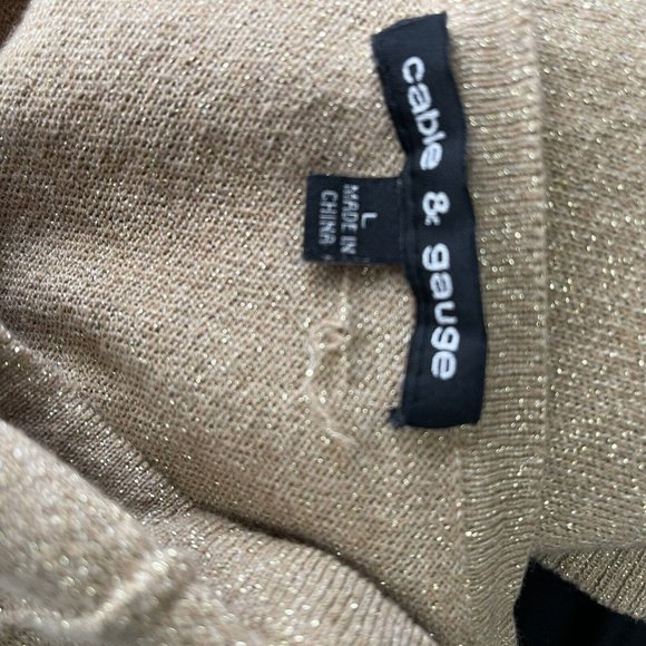 Cable & Gauge Womens Gold metallic cardigan sweater size large L  long sleeve - Picture 4 of 5